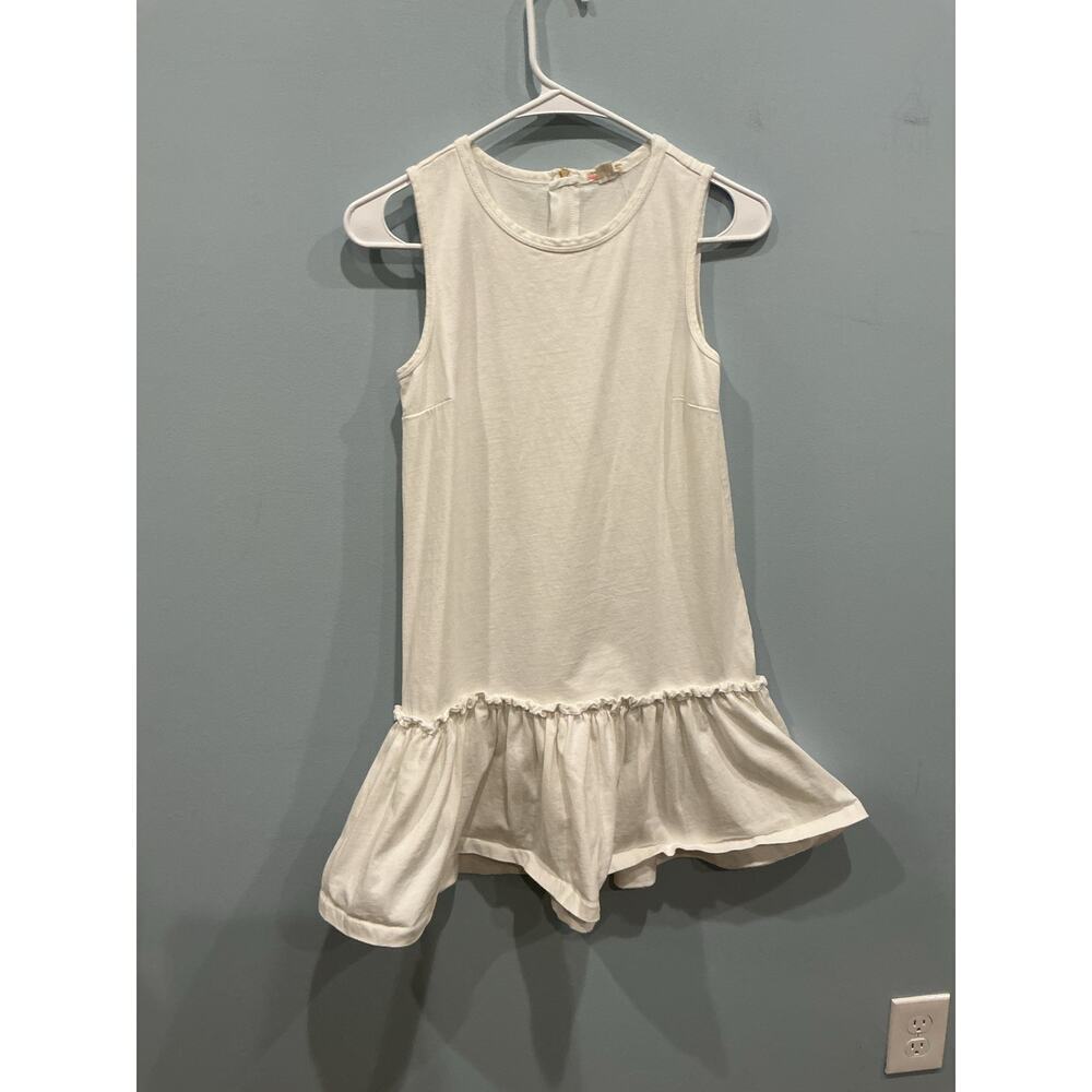 J CREW Crewcuts Girls Sleeveless Dress Size 12 White Ruffle Beach Preppy Vacay